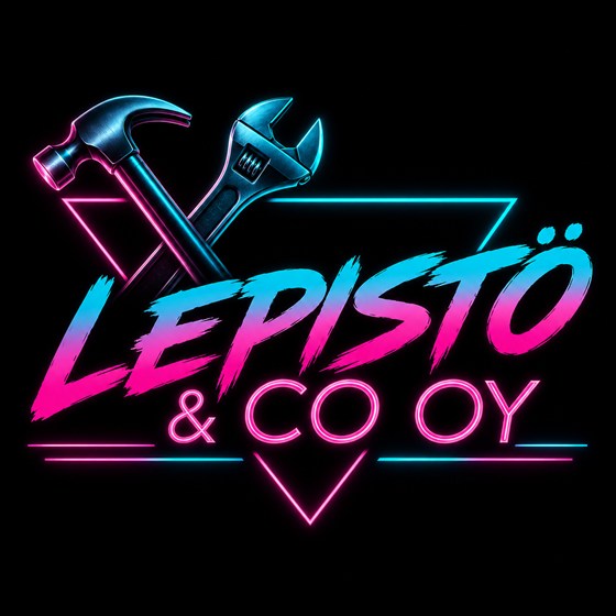 Lepistö & Co Oy:n logo neonkylttinä