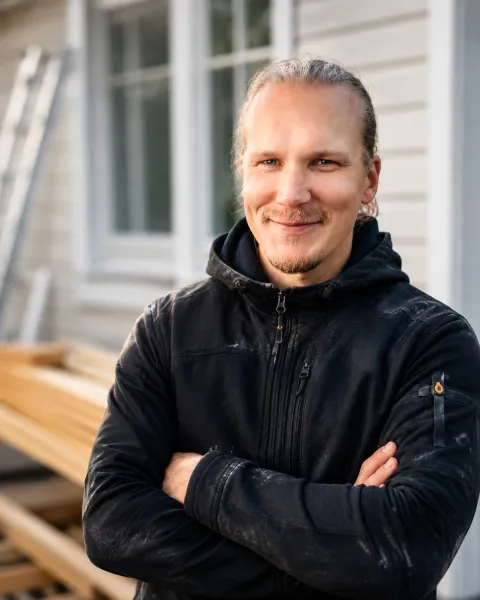 Mika Lepistö, yrityksen perustaja, työmaalla