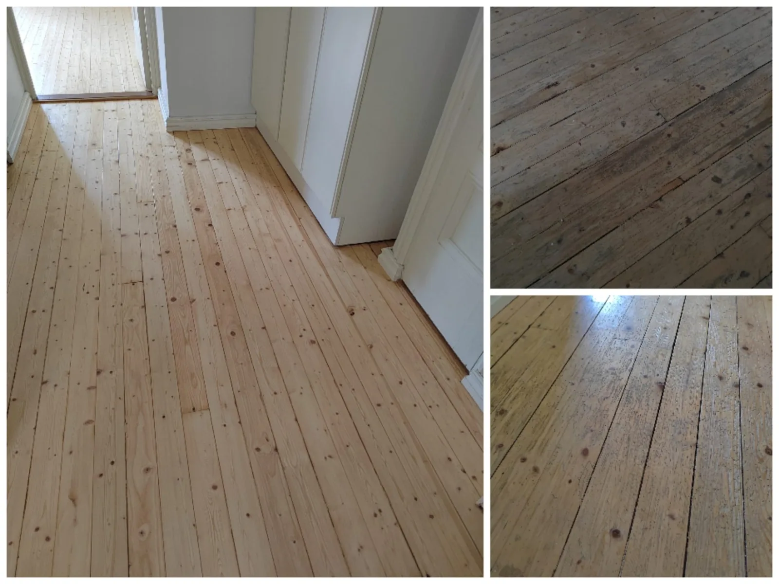 Puulattia ennen ja jälkeen hionnan sekä pinnoituksen.